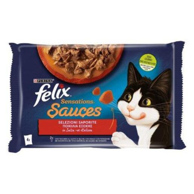 Φωτογραφία προϊόντος: Purina Felix Felix Sensations Sauces Γαλοπούλα γεύση Μπέικον 4x85g