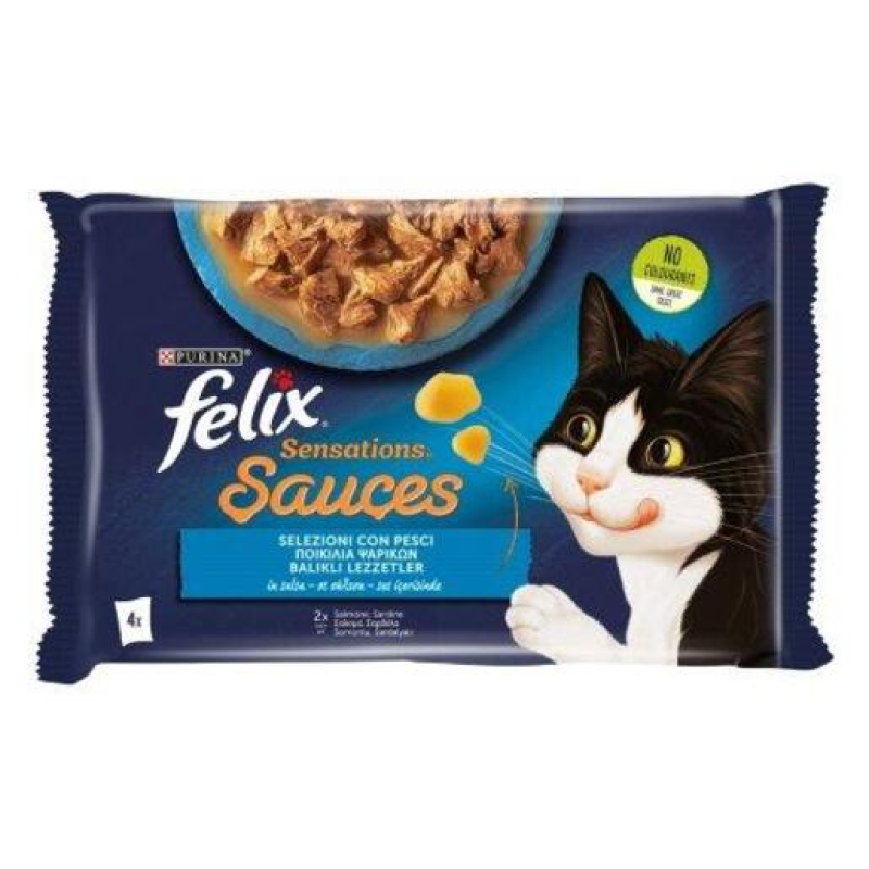 Φωτογραφία προϊόντος: Purina Felix Felix Sensations Sauces Σολομός & Σαρδέλα 4x85g