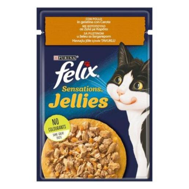 Φωτογραφία προϊόντος: Purina Felix Felix Sensations Κοτόπουλο & Καρότα σε Ζελέ 85g