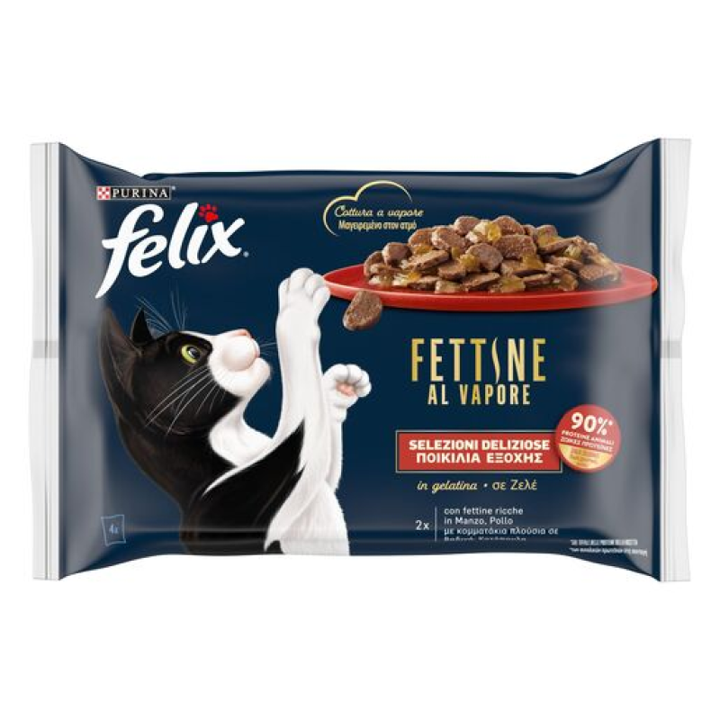 Φωτογραφία προϊόντος: Purina Felix Felix Deliciously Sliced Βοδινό & Κοτόπουλο σε Ζελέ 4x80g