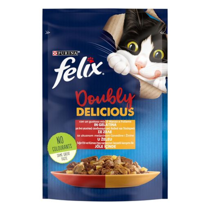 Φωτογραφία προϊόντος: Purina Felix Felix Doubly Delicious Βοδινό & Πουλερικά σε Ζελέ 85g