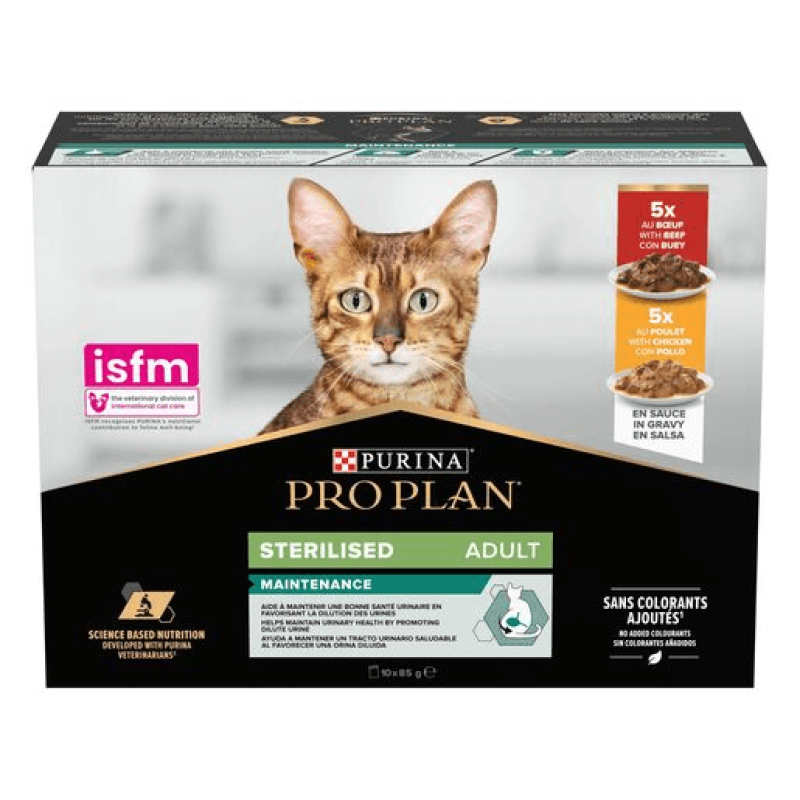 Φωτογραφία προϊόντος: Purina ProPlan Purina Pro Plan Sterilised Βοδινό & Κοτόπουλο σε Σάλτσα 10x85g