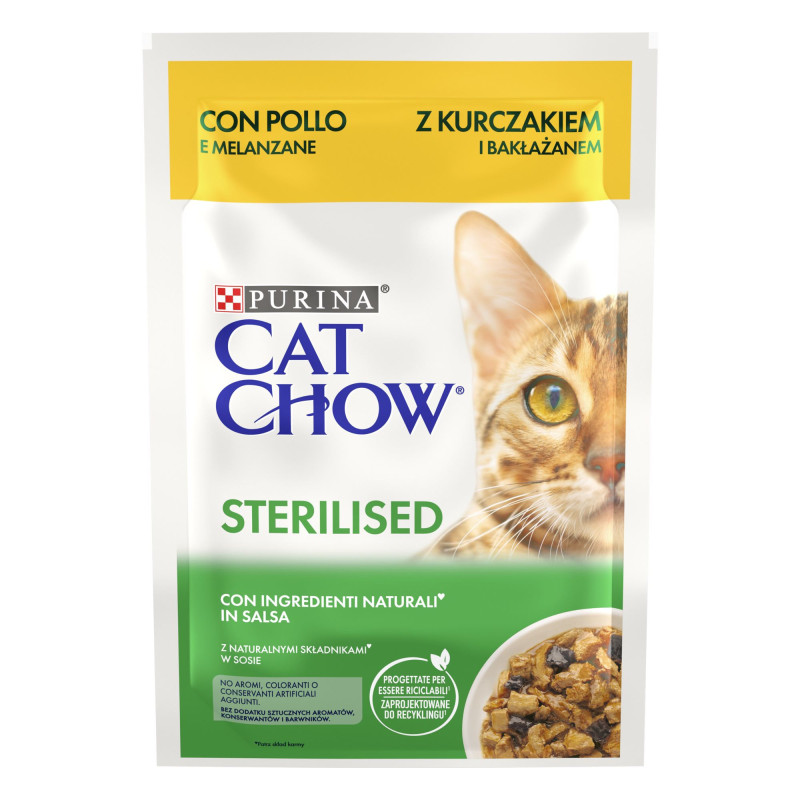 Φωτογραφία προϊόντος: Purina Cat Chow Adult Cat Sterilised Κοτόπουλο & Μελιτζάνες σε Σάλτσα 85g