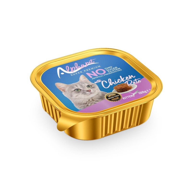 Φωτογραφία προϊόντος: Alpha Pet Alphapet Super Premium Πατέ 100gr για Γατάκια με Κοτόπουλο σε Τασάκι