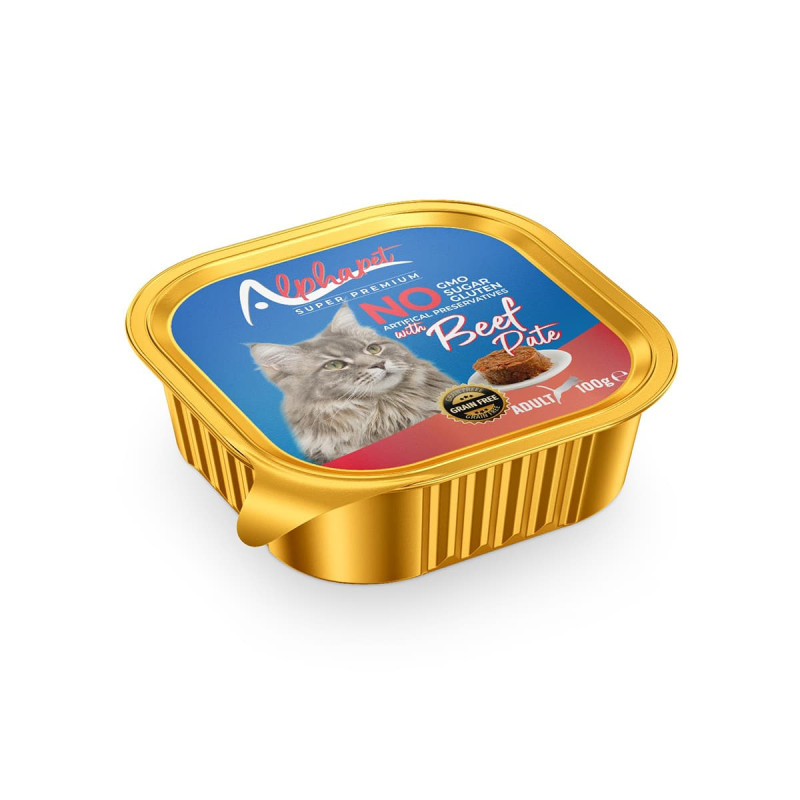 Φωτογραφία προϊόντος: Alpha Pet Alphapet Super Premium Πατέ 100gr για Ενήλικες Γάτες με Μοσχάρι σε Τασάκι