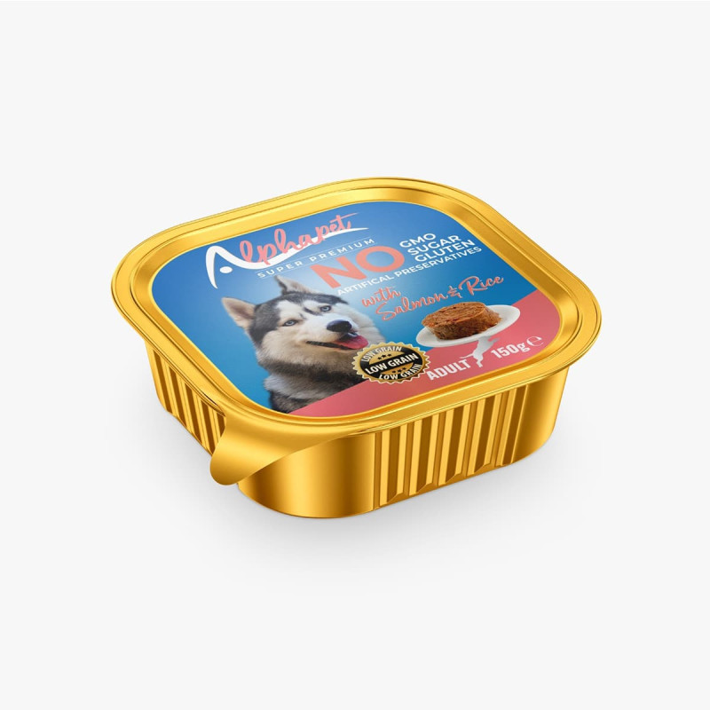 Φωτογραφία προϊόντος: Alpha Pet Alphapet Super Premium Πατέ 100gr για Ενήλικους Σκύλους με Σολομό και Ρύζι σε Τασάκι