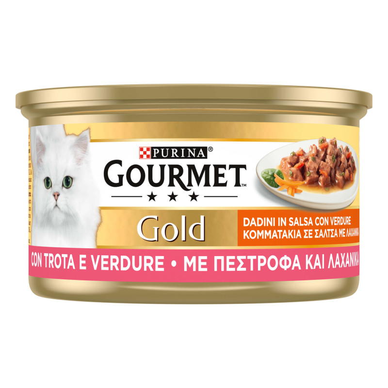 Φωτογραφία προϊόντος: Purina Gourmet Gold Κομματάκια σε Σάλτσα Πέστροφα & Λαχανικά 85g