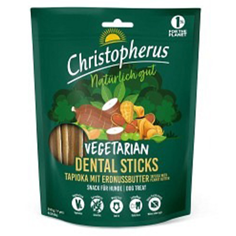 Φωτογραφία προϊόντος: Λιχουδιές Christopherus Dental Stick Vegetarian Tapioca with Peanut Butter 250gr