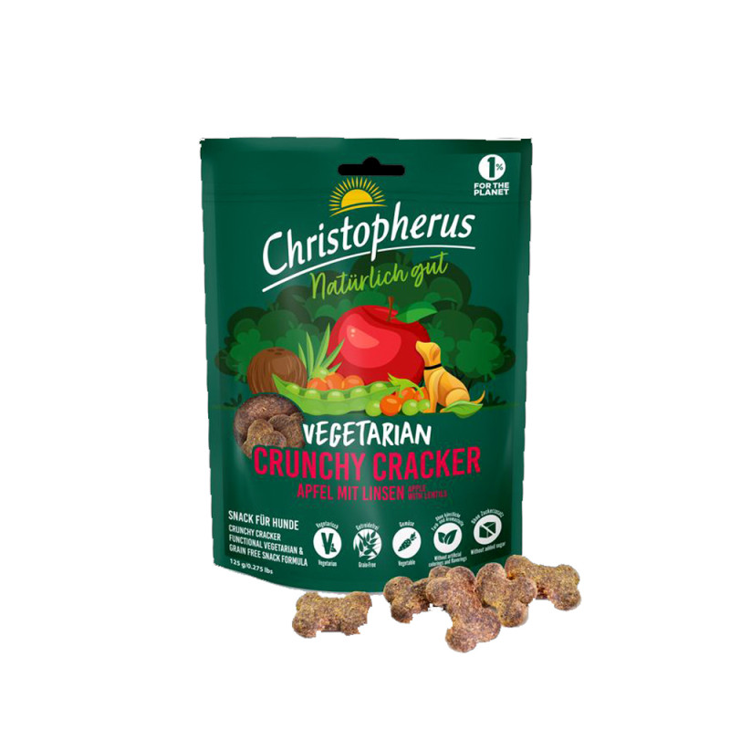 Φωτογραφία προϊόντος: Λιχουδιές Christopherus Crunchy Cracker Vegetarian Apple with Lentils 125gr