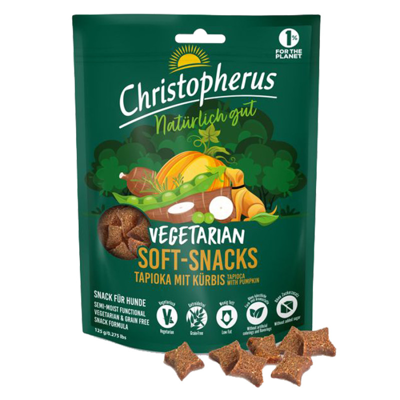 Φωτογραφία προϊόντος: Λιχουδιές Christopherus Semi-Moist Snack Vegetarian Tapioca with Pumpkin 125gr