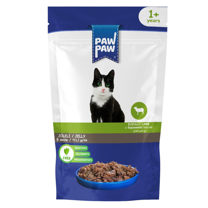 Φωτογραφία προϊόντος: Pawpaw Jelly 85gr για Ενήλικες Γάτες με Αρνί σε Φακελάκι