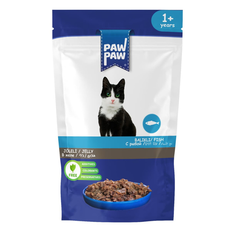 Φωτογραφία προϊόντος: Pawpaw Jelly 85gr για Ενήλικες Γάτες με Ψάρι σε Φακελάκι