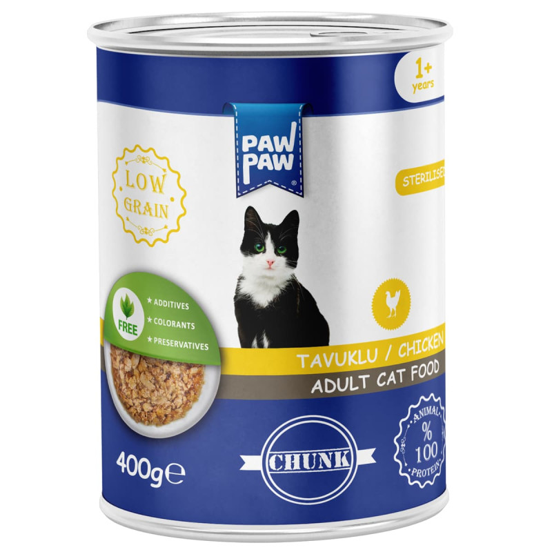 Φωτογραφία προϊόντος: Pawpaw Low Grain 400gr Υγρή Τροφή για Στειρωμένες Γάτες με Κοτόπουλο
