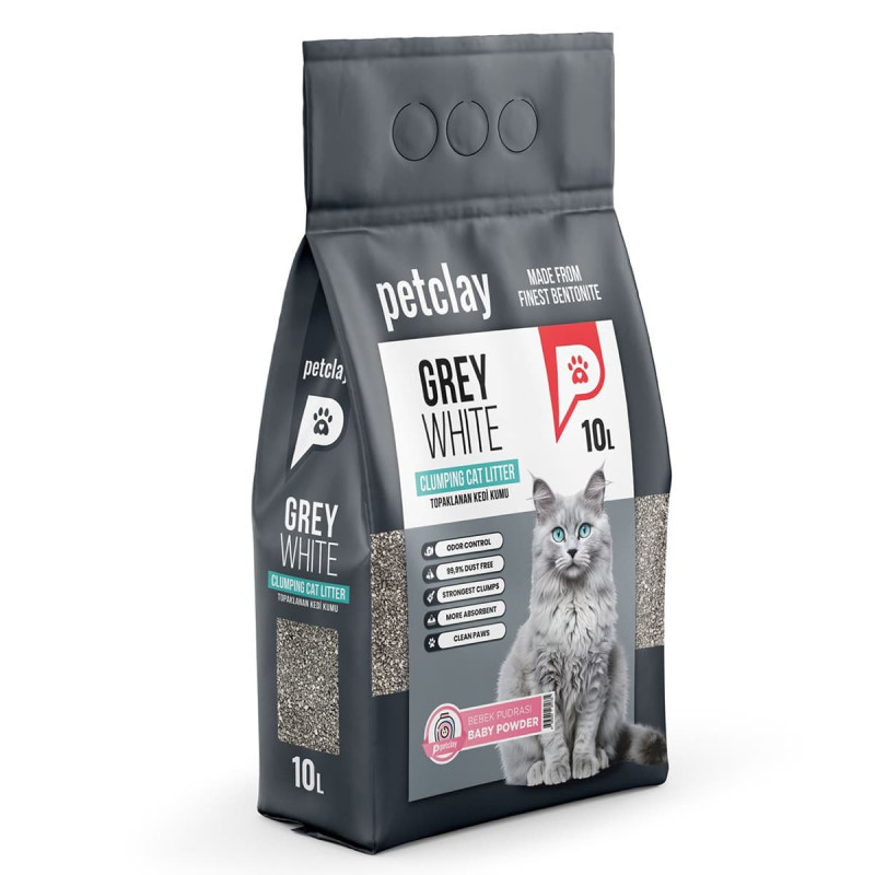 Φωτογραφία προϊόντος: Pet Clay Petclay Άμμος Γάτας White Grey Baby Powder Cylinder 10lt