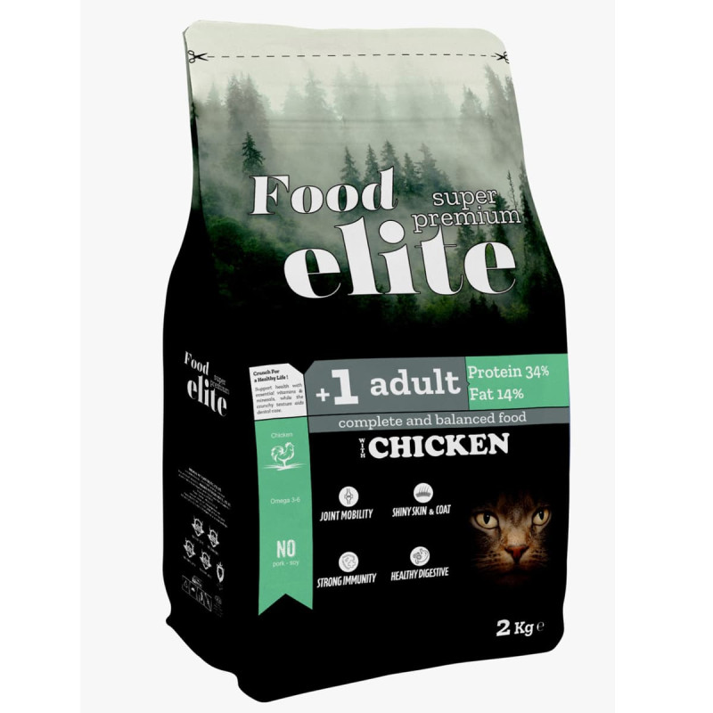 Φωτογραφία προϊόντος: Food Elite Super Premium 2kg Ξηρά Τροφή για Ενήλικες Γάτες με Κοτόπουλο