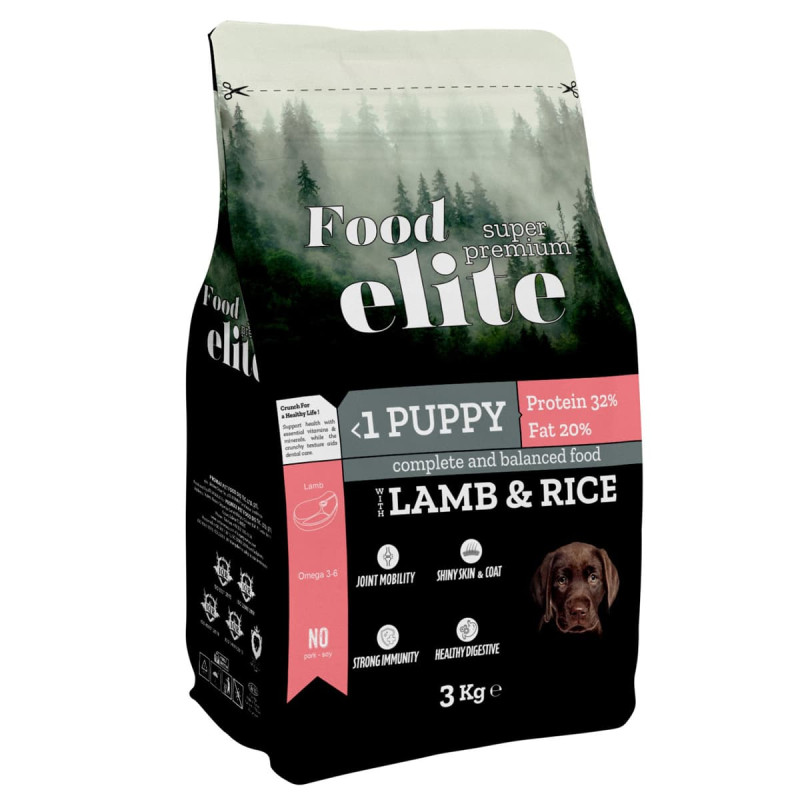 Φωτογραφία προϊόντος: Food Elite Super Premium (32 protein 20 fat) 3kg Ξηρά Τροφή για Κουτάβια με Αρνί & Ρύζι