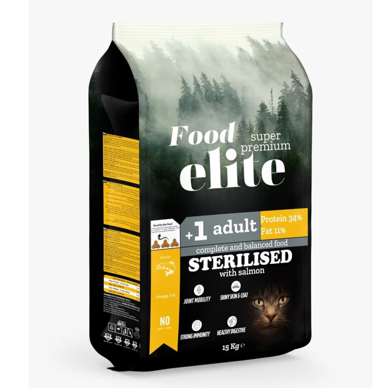 Φωτογραφία προϊόντος: Food Elite Super Premium 15kg Ξηρά Τροφή για Στειρωμένες Γάτες με Σολομό