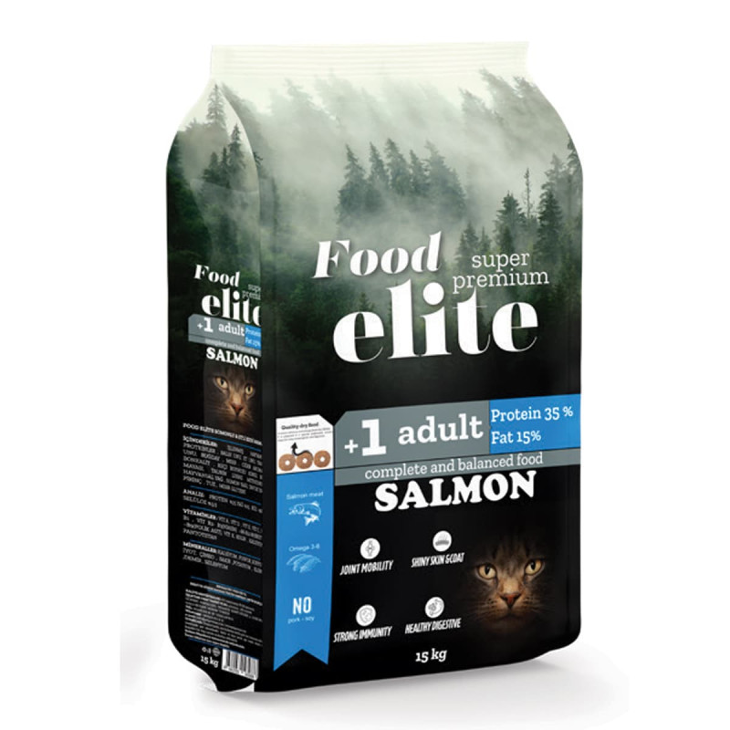 Φωτογραφία προϊόντος: Food Elite Super Premium 15kg Ξηρά Τροφή για Ενήλικες Γάτες με Σολομό