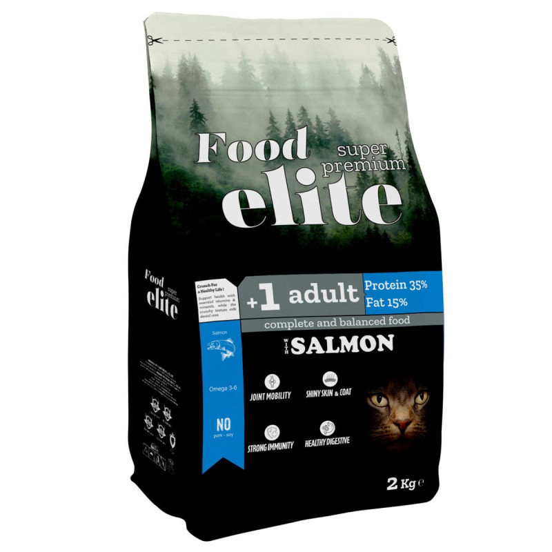Φωτογραφία προϊόντος: Food Elite Super Premium 2kg Ξηρά Τροφή για Ενήλικες Γάτες με Σολομό
