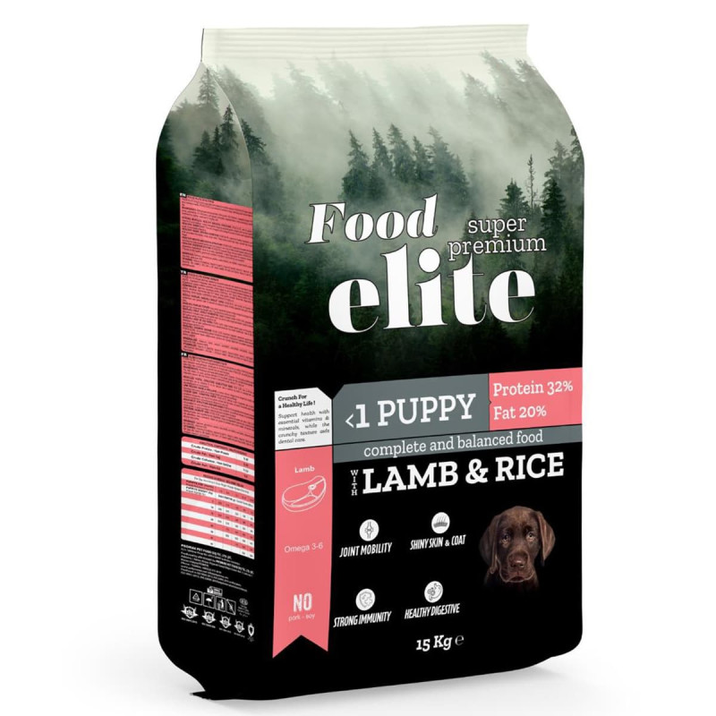 Φωτογραφία προϊόντος: Food Elite Super Premium (32 protein 20 fat) 15kg Ξηρά Τροφή για Κουτάβια με Αρνί & Ρύζι