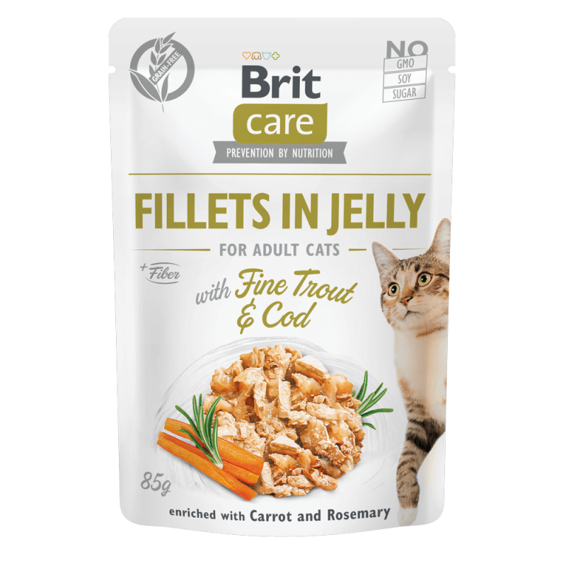 Φωτογραφία προϊόντος: Brit Care Cat φακελάκι Fillet Jelly Fine Trout & Cod with Carrot & Rosemary 85gr