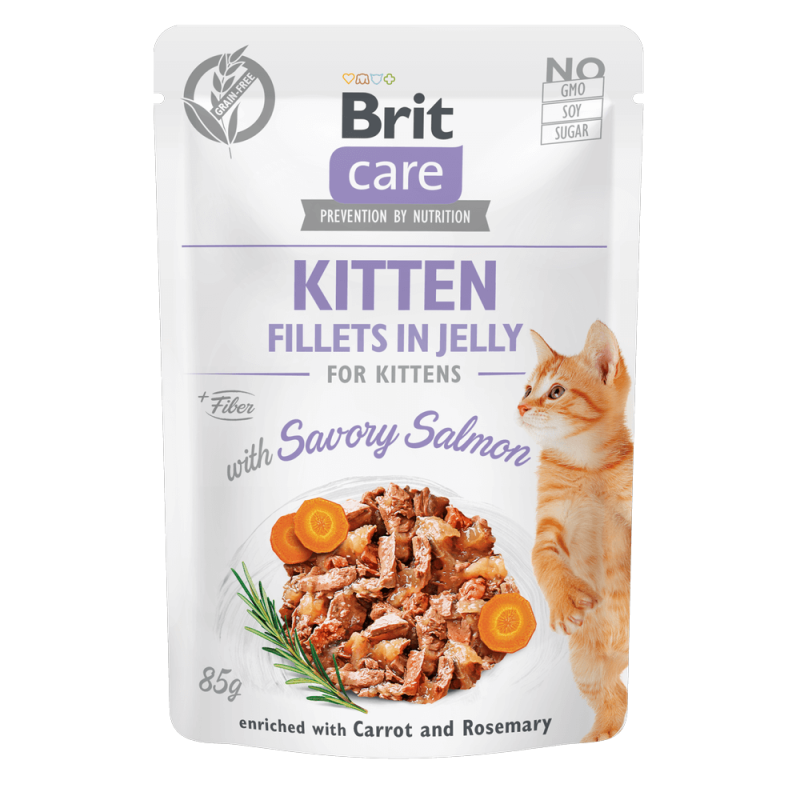 Φωτογραφία προϊόντος: Brit Care Cat φακελάκι Fillet Jelly Kitten Savory Salmon with Carrot & Rosemary 85gr