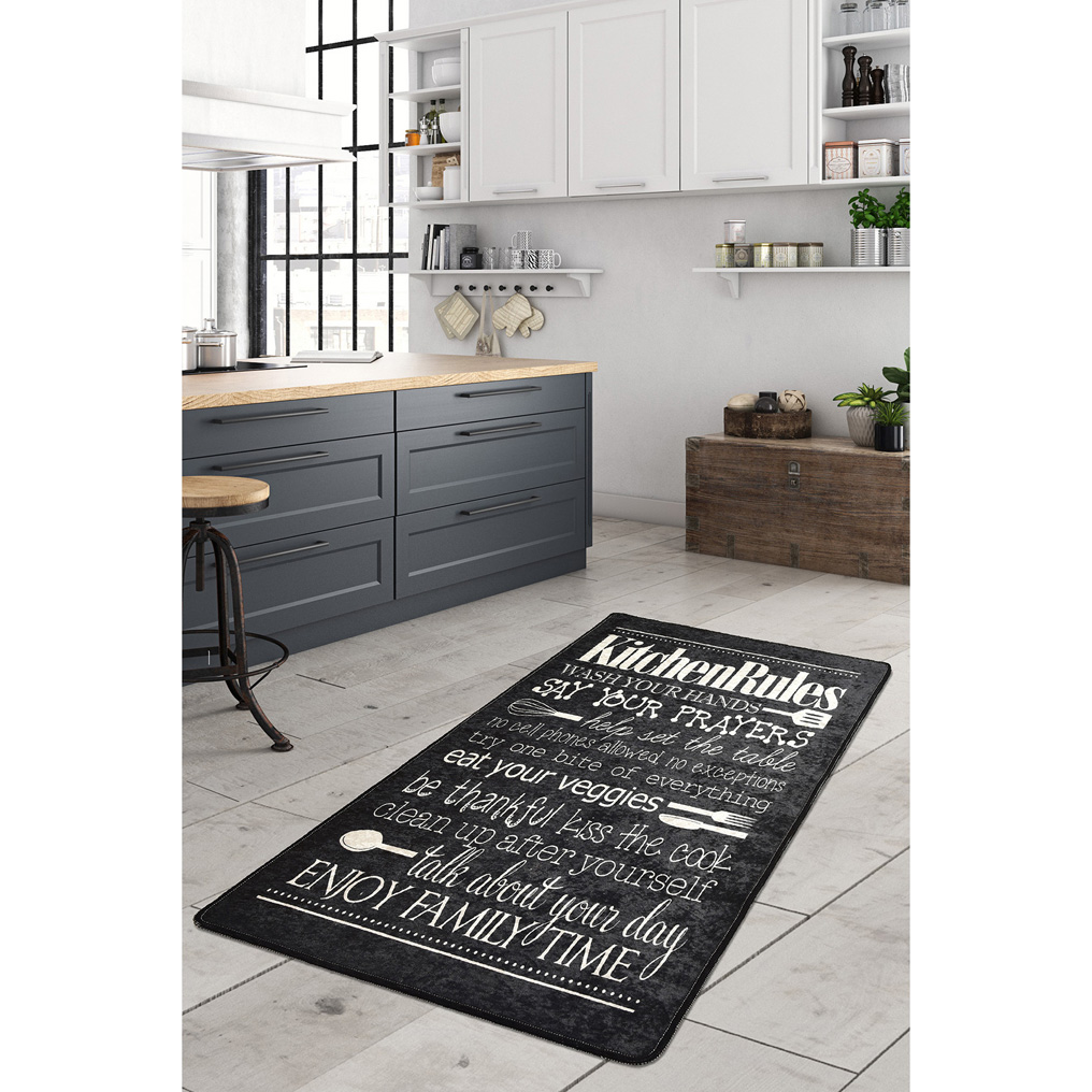 Φωτογραφία προϊόντος: Πατάκι κουζίνας Kitchen - Μαύρο 50% Βελουτέ / 50% Πολυέστερ 80x150 εκ.