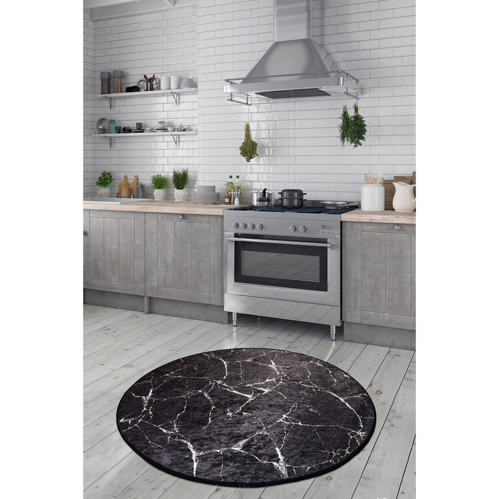 Φωτογραφία προϊόντος: Χαλί Marble Μαύρο 100% Βελουτέ 140 εκ.