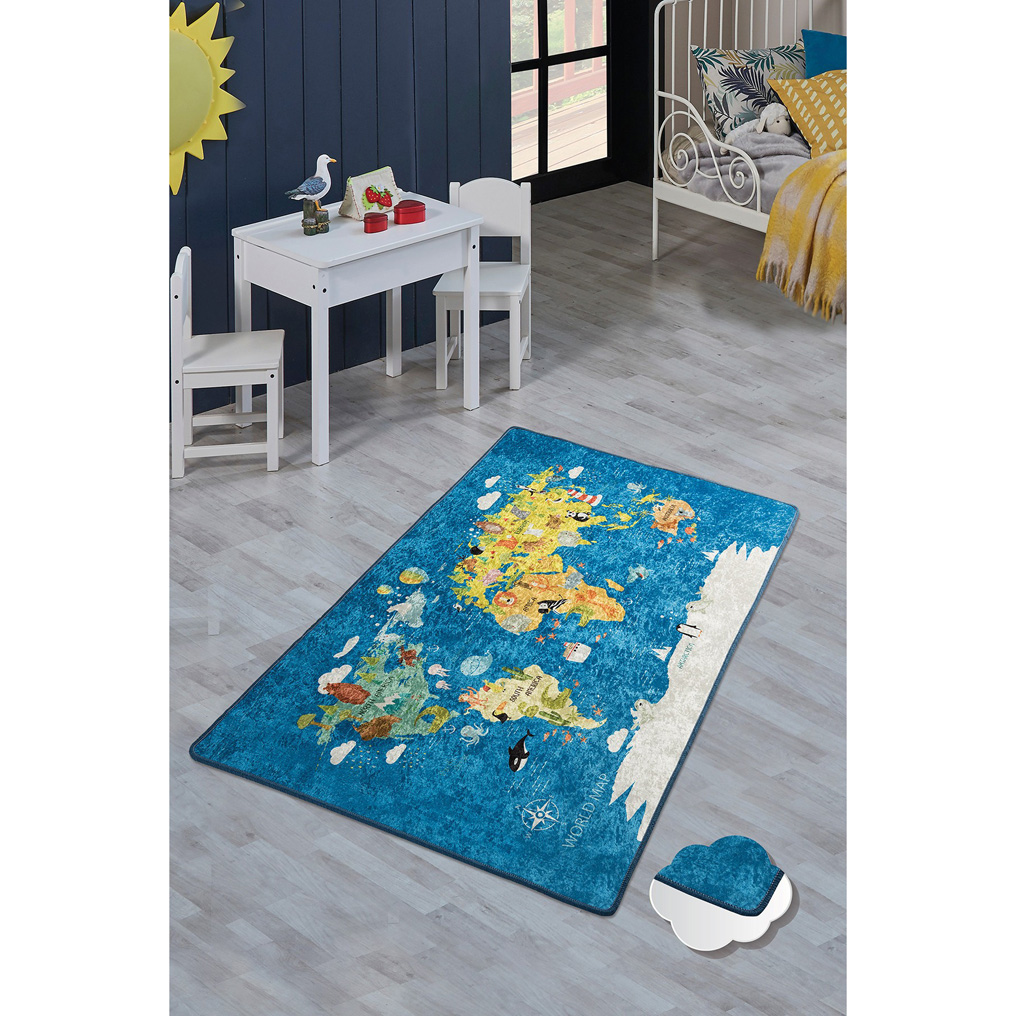 Φωτογραφία προϊόντος: Χαλί World Map 100% Βελουτέ 140x190 εκ.