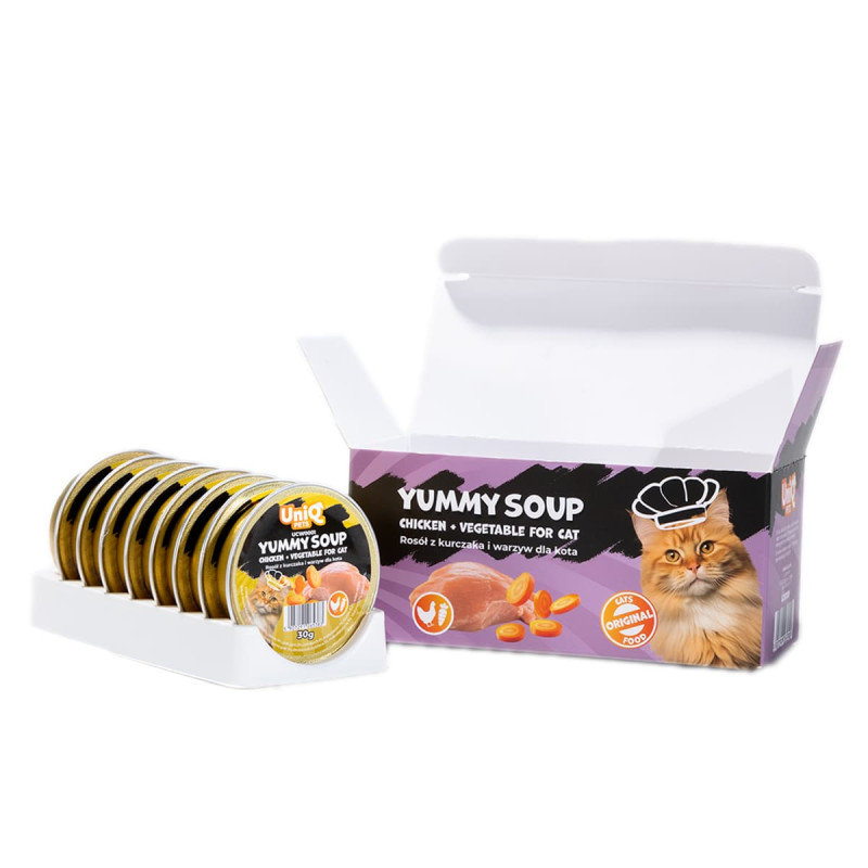 Φωτογραφία προϊόντος: Unimis Uniq Yummy Soup 30gr για Γάτες με Κοτόπουλο και Λαχανικά σε Τασάκι 8τμχ
