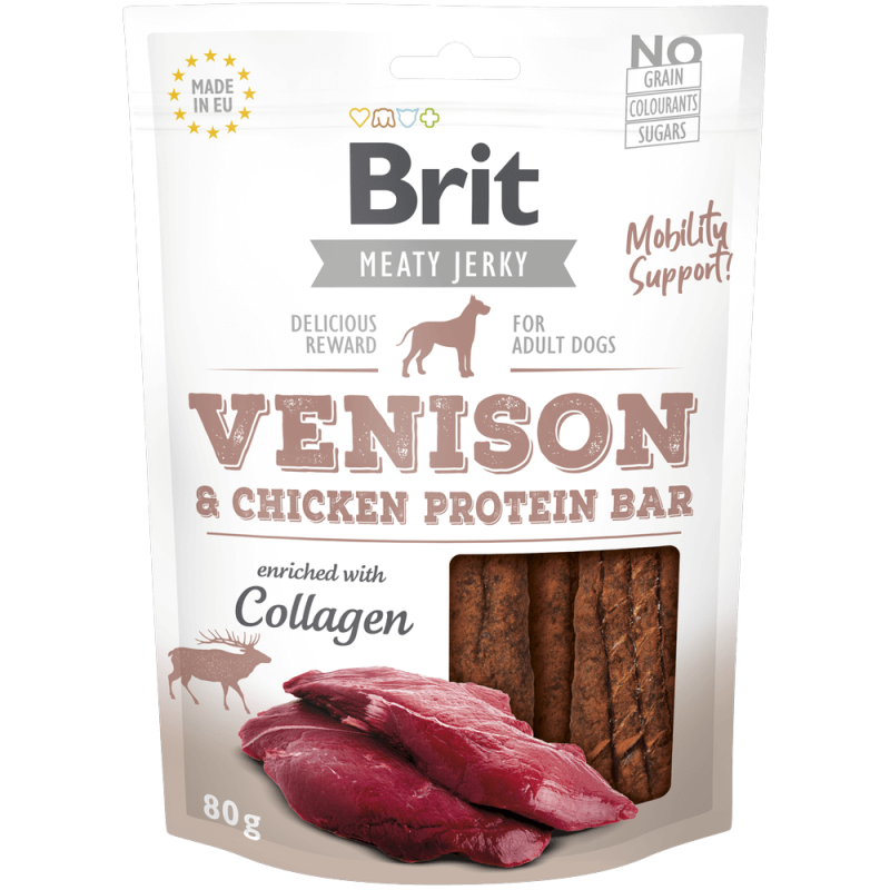Φωτογραφία προϊόντος: Brit Dog SN Jerky Venison&Chicken Prot. Bar 80g