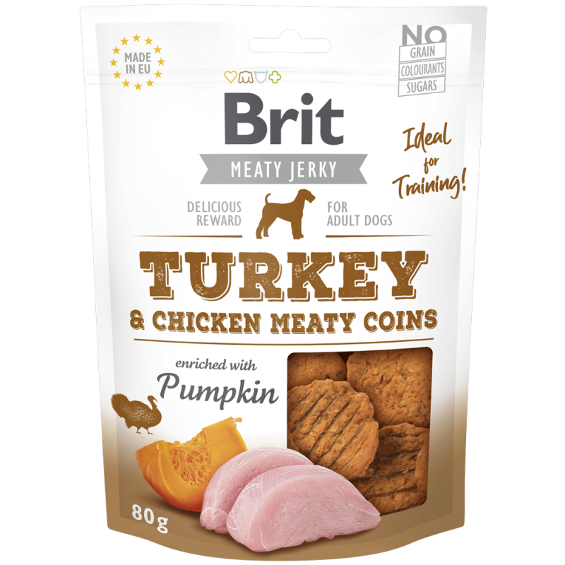 Φωτογραφία προϊόντος: Brit Dog SN Jerky Turkey&Chicken M. Coins 80g