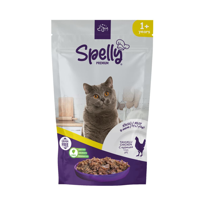 Φωτογραφία προϊόντος: Spelly Premium Jelly Grain Free για Ενήλικες Γάτες με Κοτόπουλο σε Φακελάκι 85gr