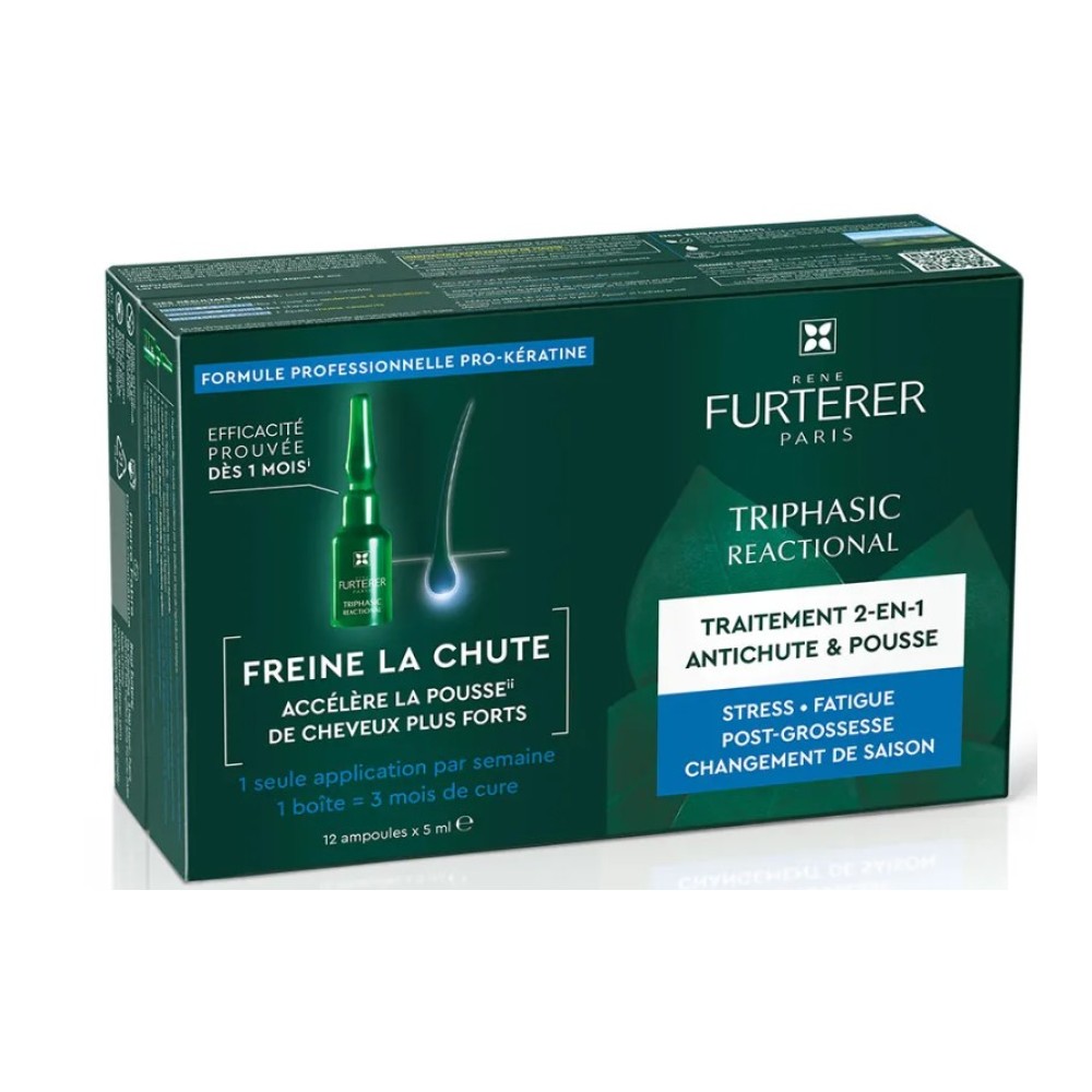 Φωτογραφία προϊόντος: Rene Furterer Triphasic Reaccional Anti-hair loss Αμπούλες Μαλλιών κατά της Τριχόπτωσης, 12x5ml