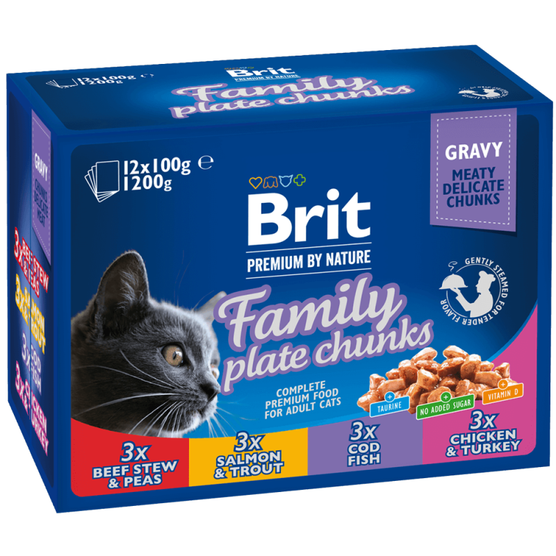 Φωτογραφία προϊόντος: Brit Premium Cat Φακελάκι Family Pack (12x100)1200gr