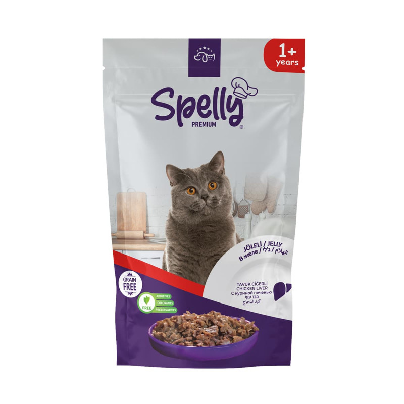 Φωτογραφία προϊόντος: Spelly Premium Jelly Grain Free για Ενήλικες Γάτες με Συκώτι Κοτόπουλου σε Φακελάκι 85gr
