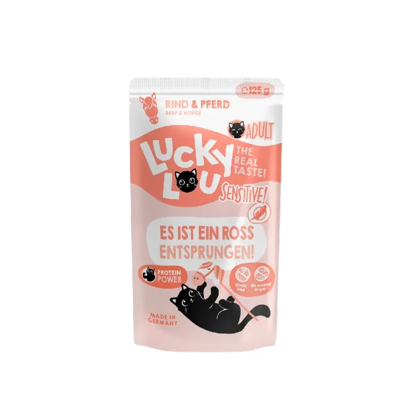 Φωτογραφία προϊόντος: Lucky Lou LifeStage Adult Sensitive Βοδινό & Άλογο (με Μήλο) 125gr