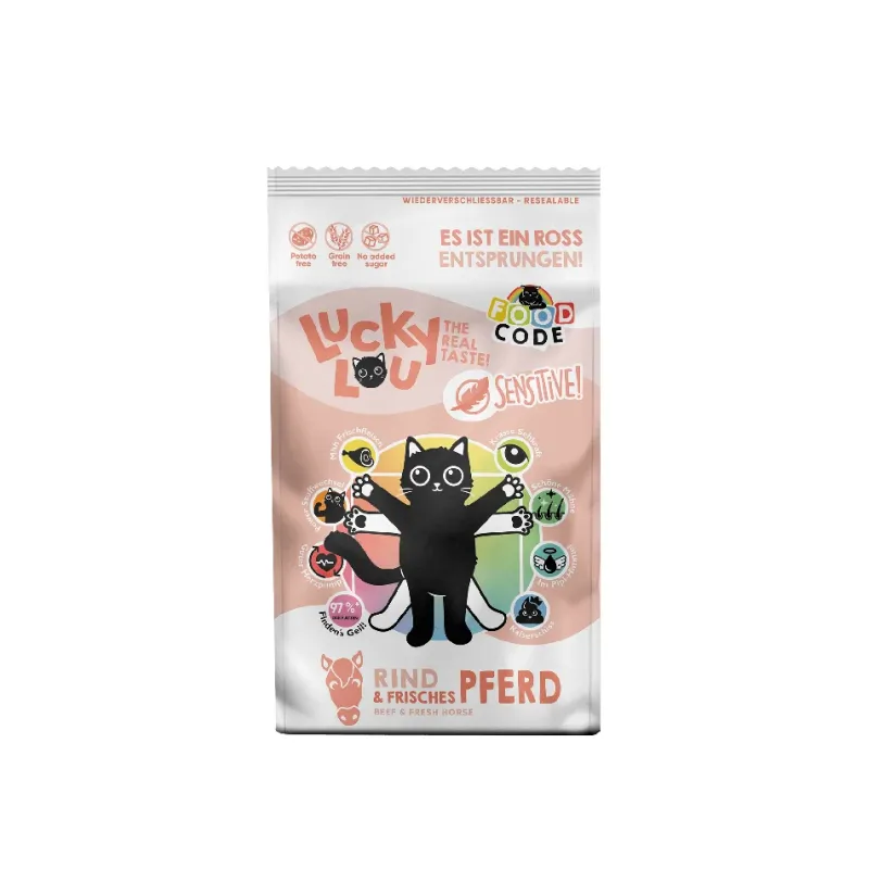 Φωτογραφία προϊόντος: Lucky Lou Food Code Sensitive Βοδινό & Φρέσκο Άλογο 750gr