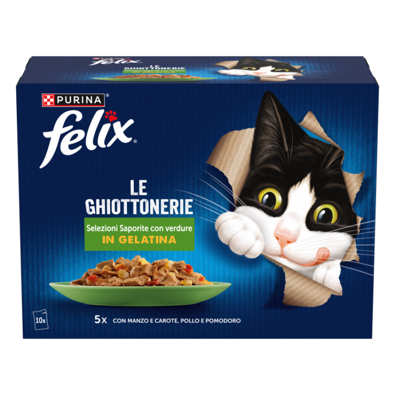 Φωτογραφία προϊόντος: Purina Felix FELIX AGAIL Πολυσυσκευασία με Βοδινό και Καρότο, Κοτόπουλο και Ντομάτα (10x85g)