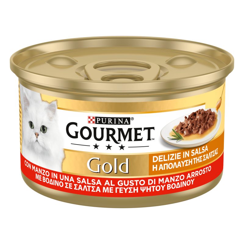 Φωτογραφία προϊόντος: Purina Gourmet Gold "Η Απόλαυση της Σάλτσας" με Βοδινό σε Σάλτσα Ψητού Βοδινού 85g