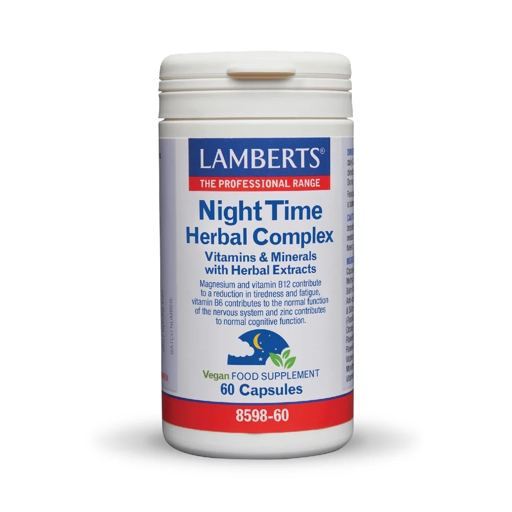 Φωτογραφία προϊόντος: Lamberts Night Time Herbal Complex Συμπλήρωμα Διατροφής για την Βελτίωση του Ύπνου (60 κάψουλες)