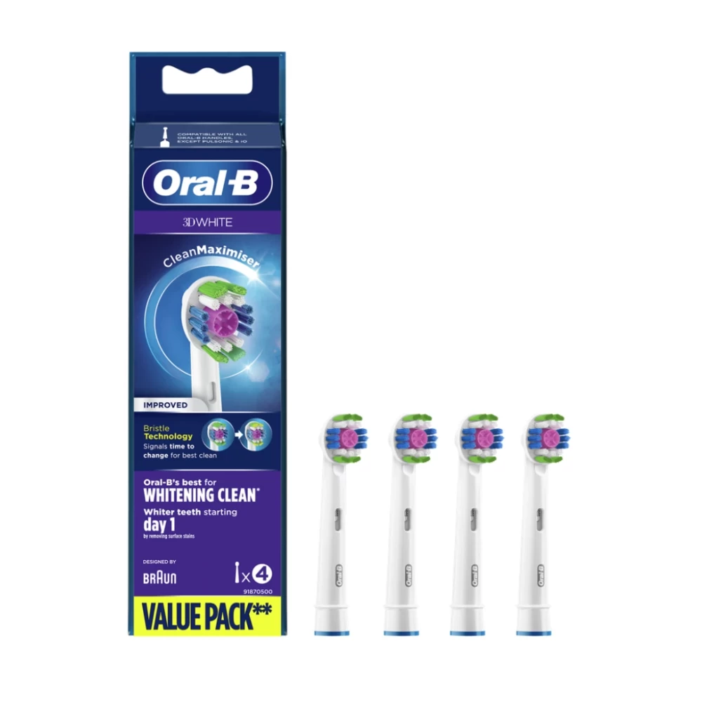 Φωτογραφία προϊόντος: Oral-B 3D White Clean Maximiser Ανταλλακτικές Κεφαλές Ηλεκτρικής Οδοντόβουρτσας, 4τεμ