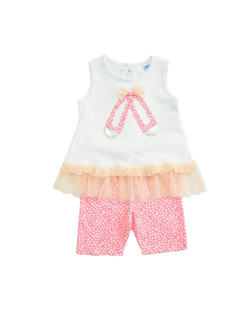 Φωτογραφία προϊόντος: All Stars Kids Fashion Βρεφικό Σετ Μπλούζα/ Κολάν λευκό/ ροζ 14204