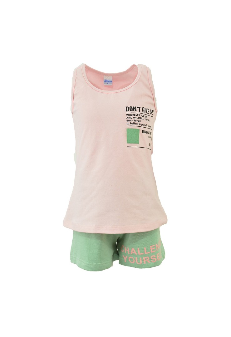 Φωτογραφία προϊόντος: All Stars Kids Fashion Παιδικό Σετ Μπλούζα Αμάνικη/Σορτς Ροζ-Φυστικί 14081