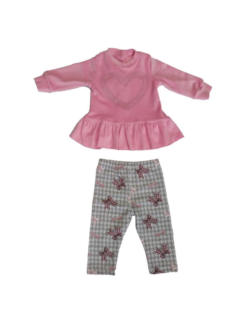Φωτογραφία προϊόντος: All Stars Kids Fashion Βρεφικό Σετ βελουτέ φούξια/γκρι 12622