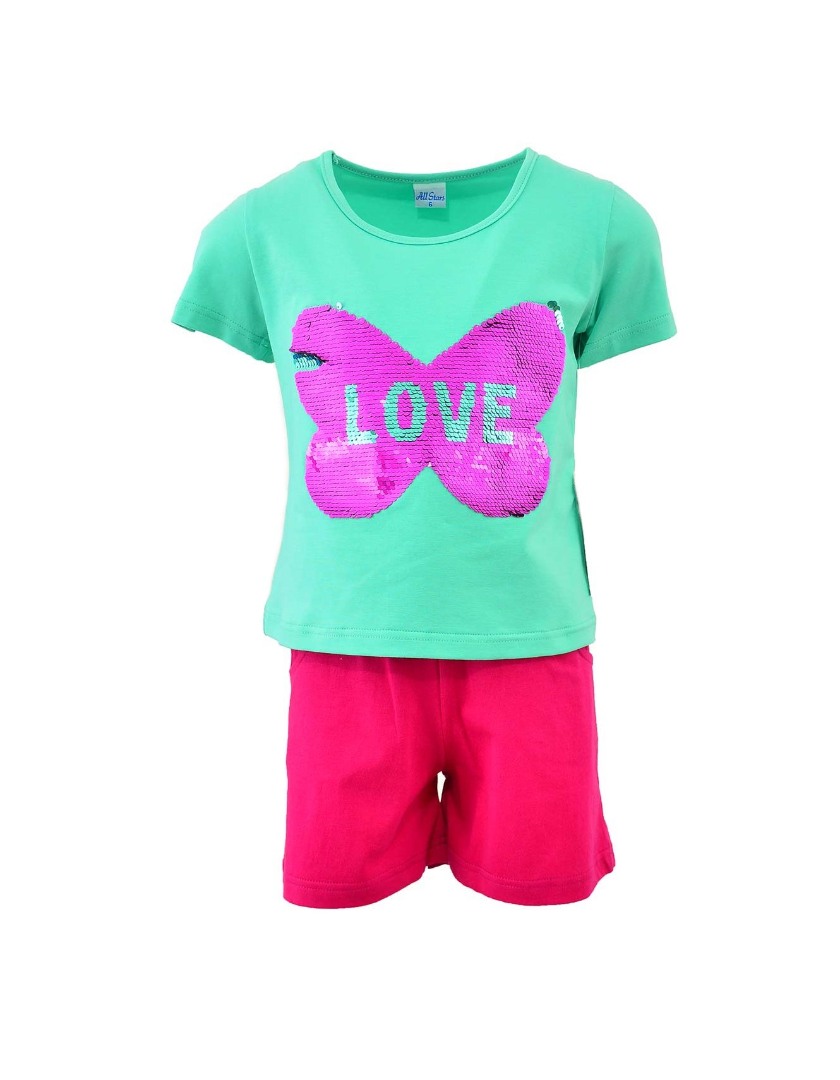Φωτογραφία προϊόντος: All Stars Kids Fashion Παιδικό Σετ Μπλούζα/Σορτς Πράσινο/Φούξια 14092