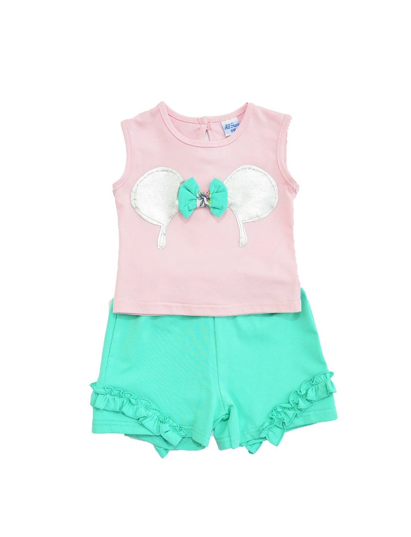 Φωτογραφία προϊόντος: All Stars Kids Fashion Βρεφικό Σετ Μπλούζα/Σορτς Ροζ/Πράσινο 14212