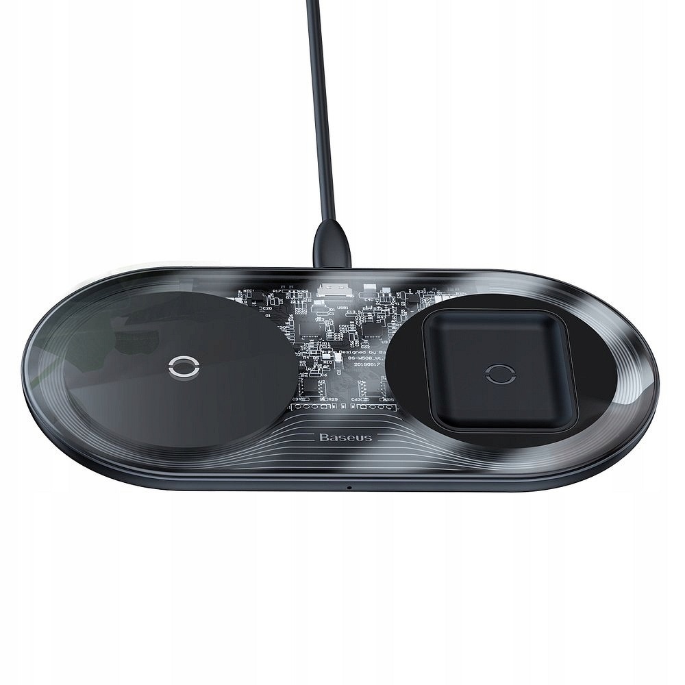 Φωτογραφία προϊόντος: BASEUS Simple 2in1 Wireless Charger 15W (18W*) Max For Phones+Pods Qi Transparent WXJK-A01