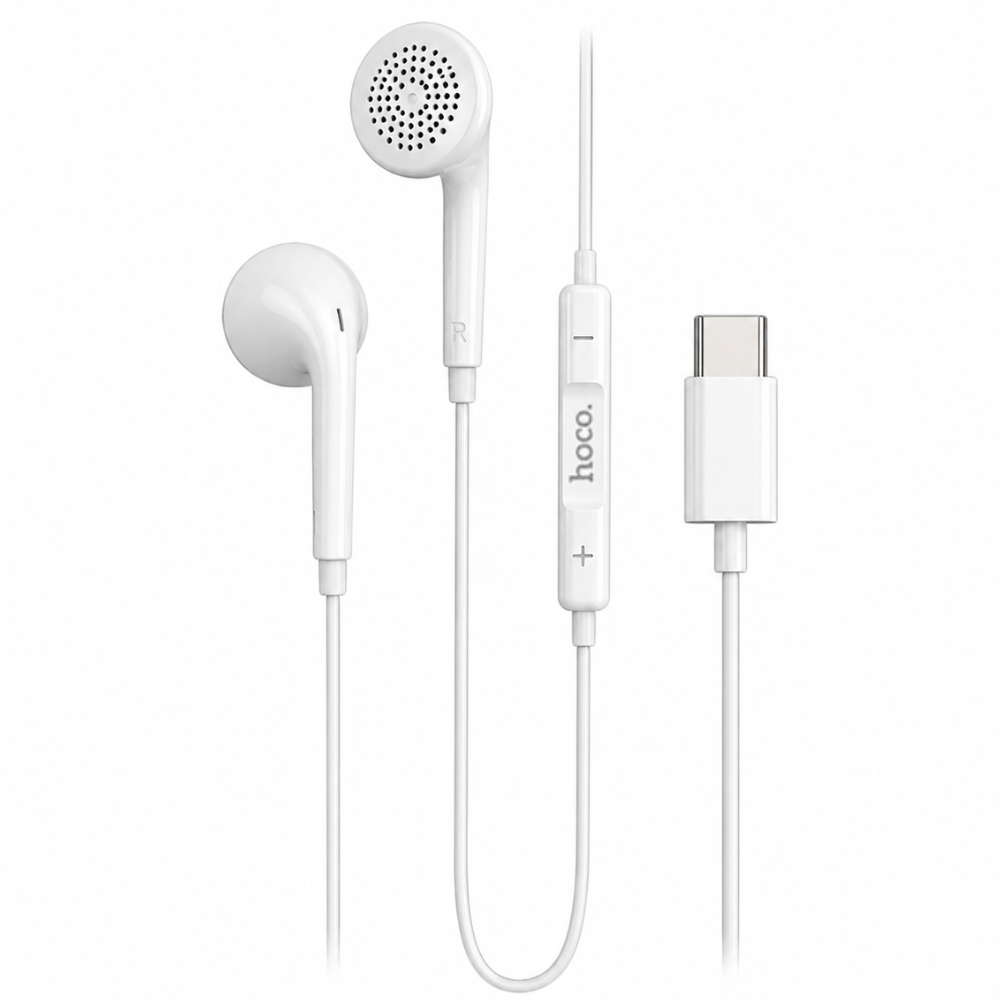 Φωτογραφία προϊόντος: Hoco Exclusive Hands Free Hoco. DM51 Fringe Stereo USB-C με Μικρόφωνο 1.2m Λευκά Συμβατά με Όλες τις USB-C Συσκευές