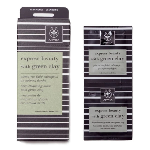 Φωτογραφία προϊόντος: Apivita Express Beauty Μάσκα Για Βαθύ Καθαρισμό Με Πράσινη Άργιλο 2 x 8 ml